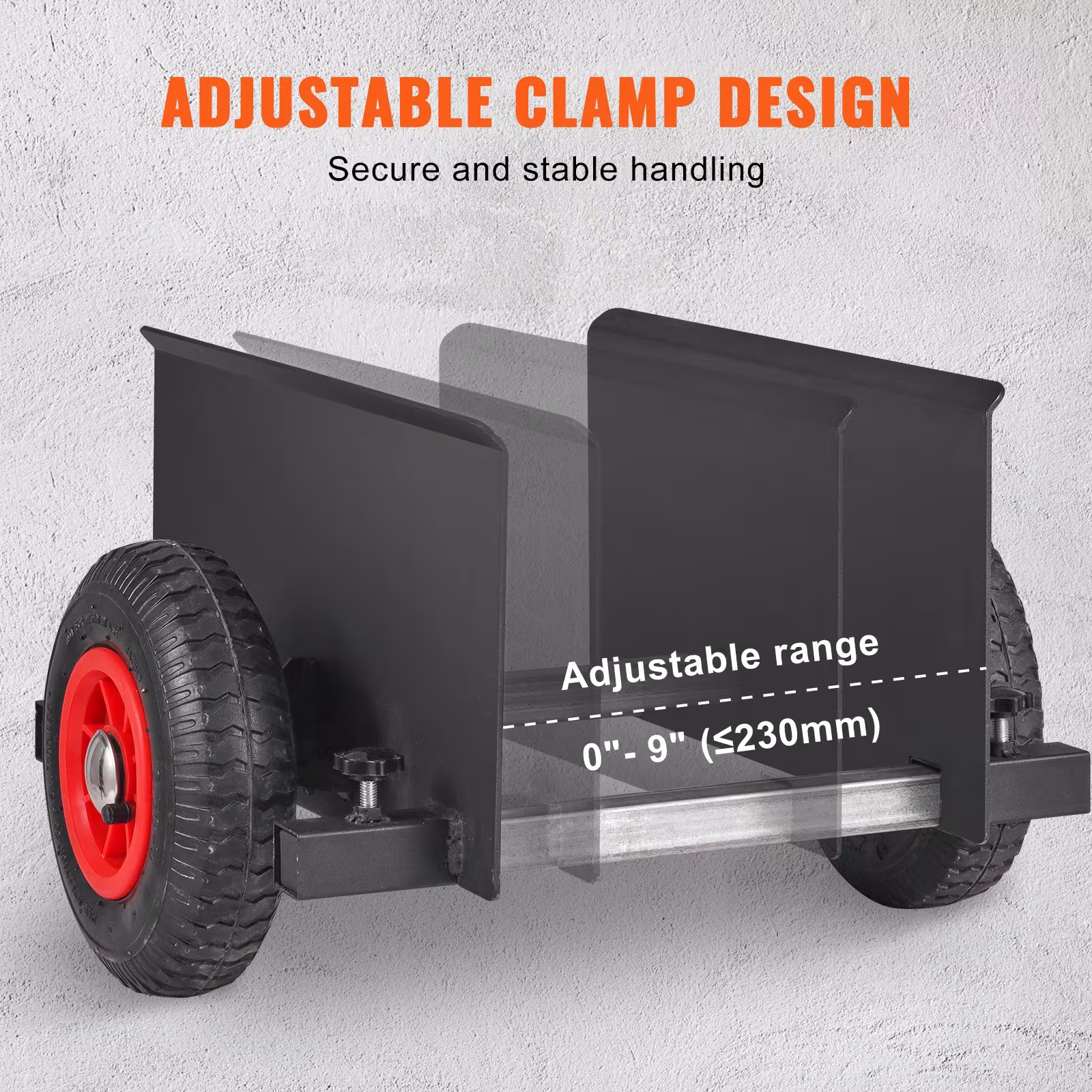 VEVOR Panel Dolly, 600LBS Capacity Slab Dolly, Heavy-duty Drywall Mover With 8Pneumatic Wheels, Adjustable Clamp Panel Cart For Drywall Sheet, Material Handling, All Terrain Moving Cart
