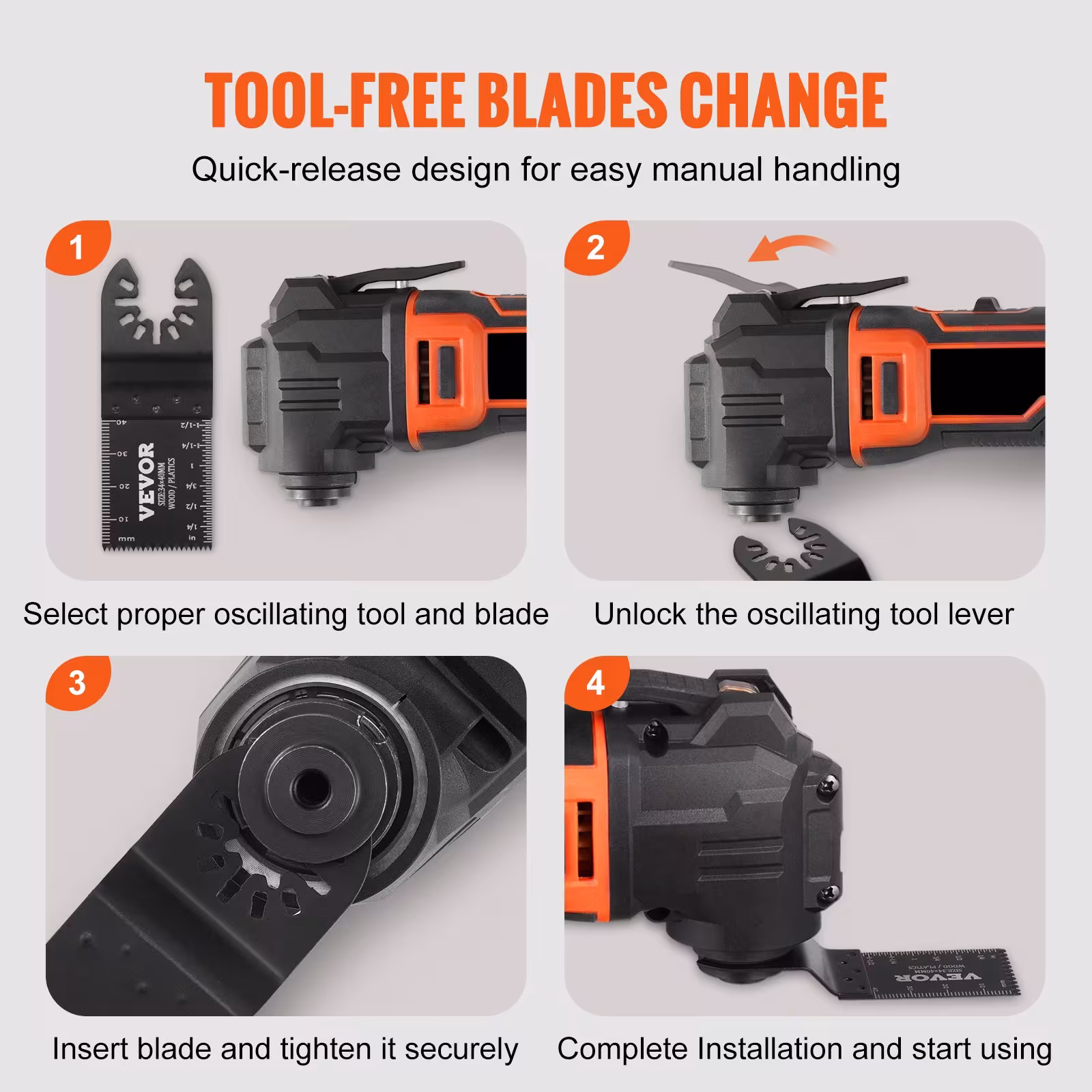 VEVOR 50PCS Oscillating Saw Blades, Universal Quick Release Oscillating Saw Blades, Multitool Tool Blades For Wood Plastic Aluminum,