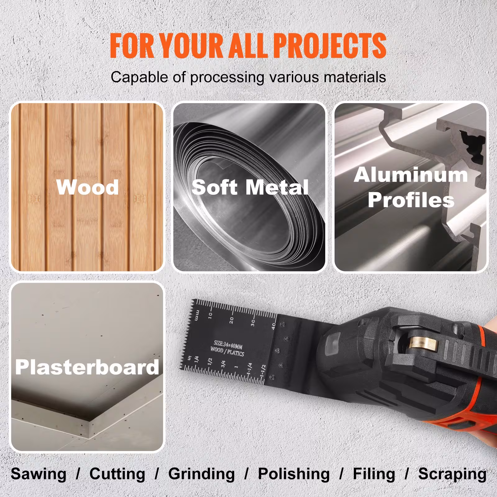 VEVOR 50PCS Oscillating Saw Blades, Universal Quick Release Oscillating Saw Blades, Multitool Tool Blades For Wood Plastic Aluminum,