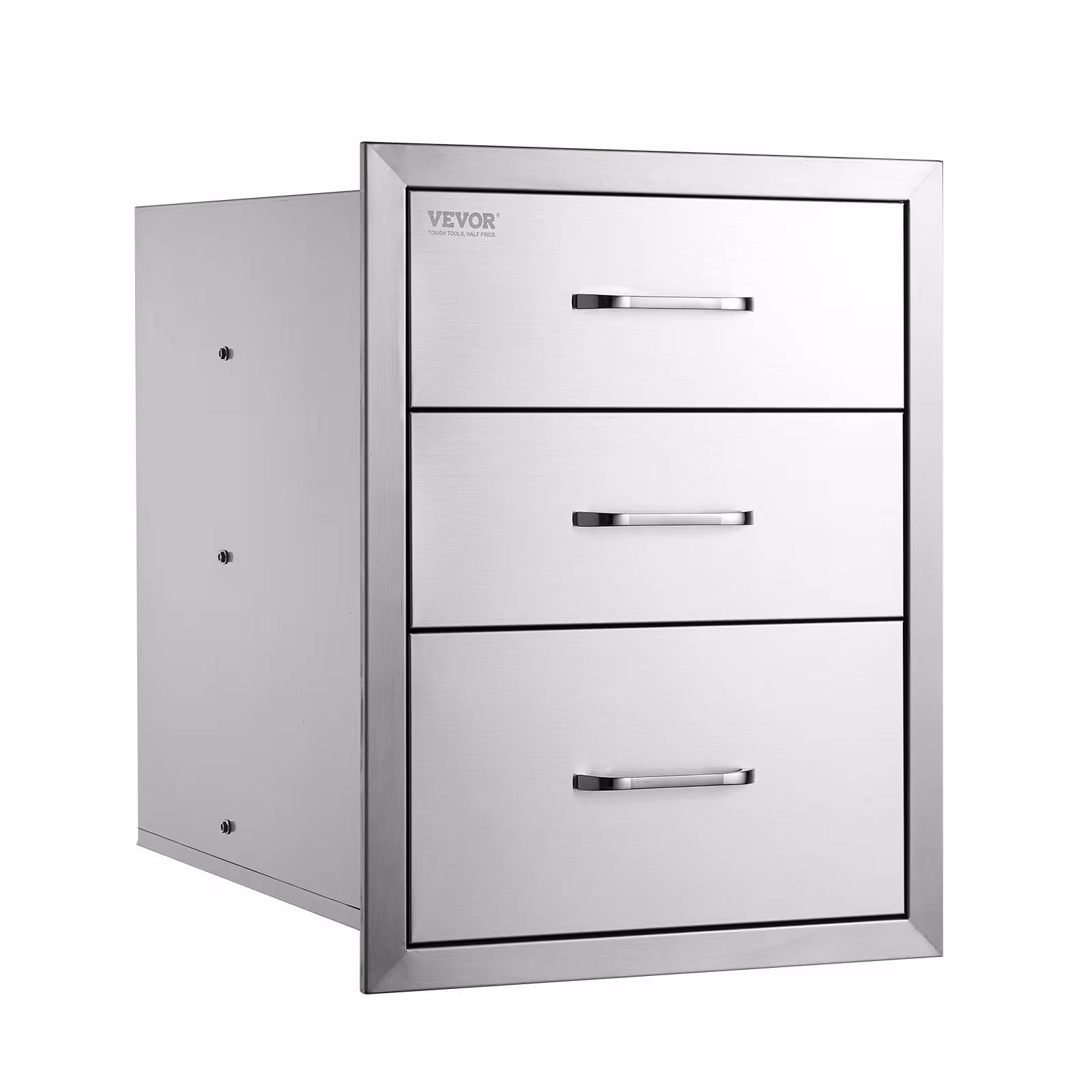 VEVOR 18x20.5 Inch Outdoor Kitchen Stainless Steel Triple Access BBQ Drawers With Chrome Handle, 18 X20.5 X 23 Inch
