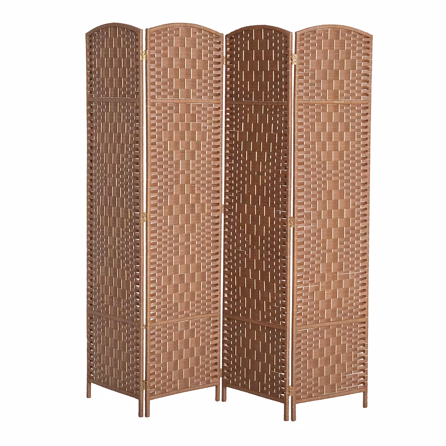 6FT Tall 4-Panel Wicker Weave Room Divider, Folding Privacy Screen, Portable Partition For Bedroom & Home Office, Natural