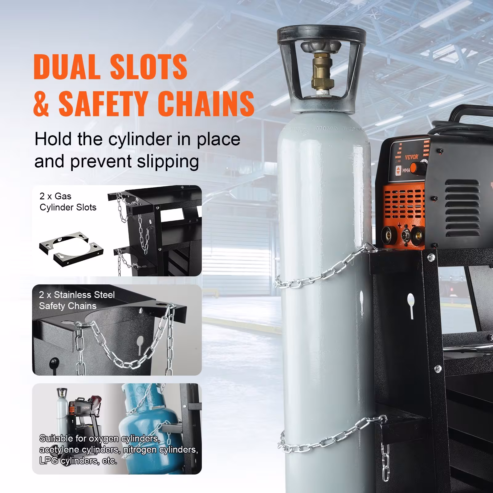 Welding Cart, 2Tier 4 Drawers Welder Cart With 265 LBS Weight Capacity, Swivel Wheels, Tank Storage Safety Chains, Heavy Duty Rolling MIG Welder Cart For Mig Welder And Plasma Cutter