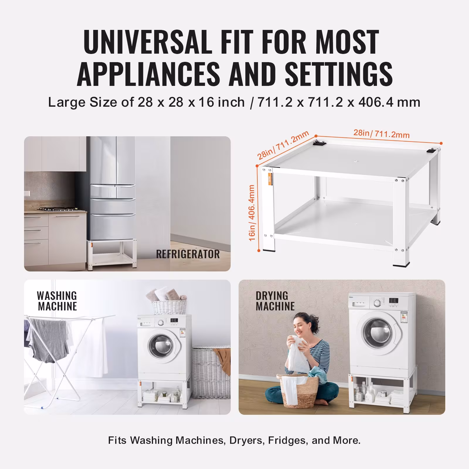 Laundry Pedestal With Storage Shelf, Washer And Dryer Base Stand Platform Universal Fit 660lbs Capacity, Heavy Duty Steel Multi-Functional Base For Washing Machine