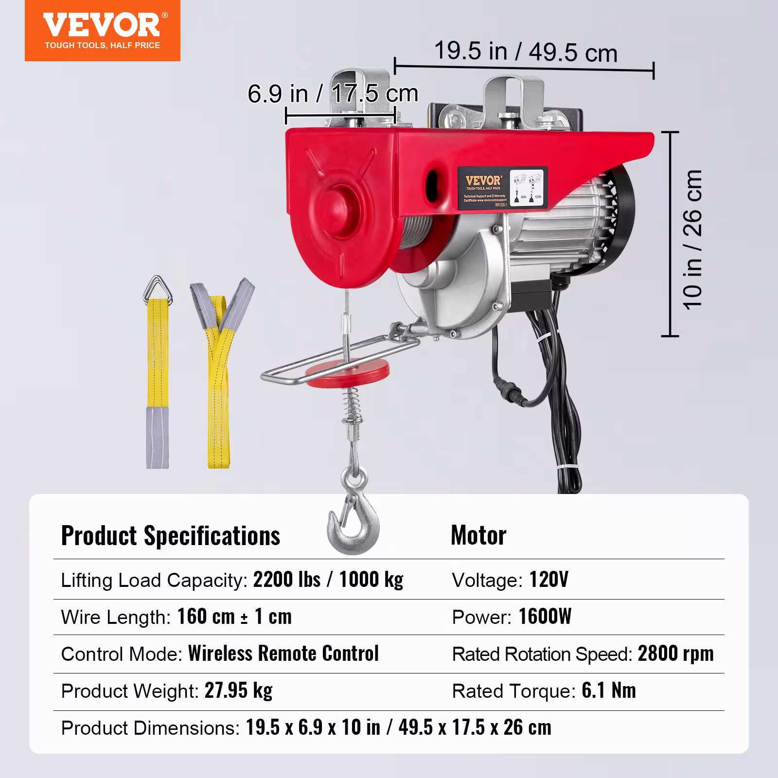 2200 Lbs Wireless Attic Lift, 1600W 110V Electric Hoist With Wireless Remote Control, 40ft Single Cable Lifting height=