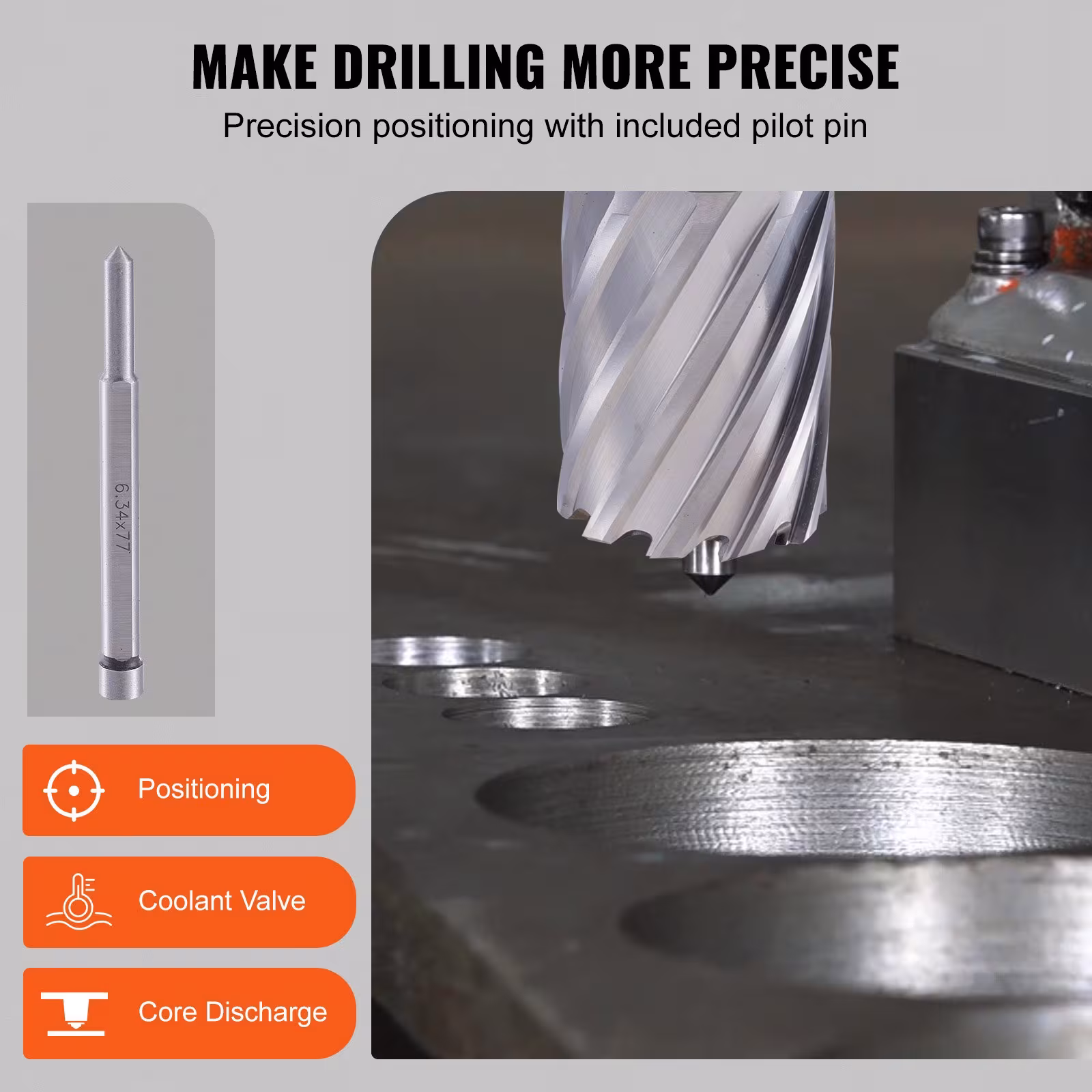 Annular Cutter Set, 6 Pcs Weldon Shank Mag Drill Bits, 1 2 To 1-1 16 Cutting Diameter, 1 Cutting Depth, M2AL High-Speed Steel, With Pilot Pin And Portable Case, For Using With Magnetic Drills