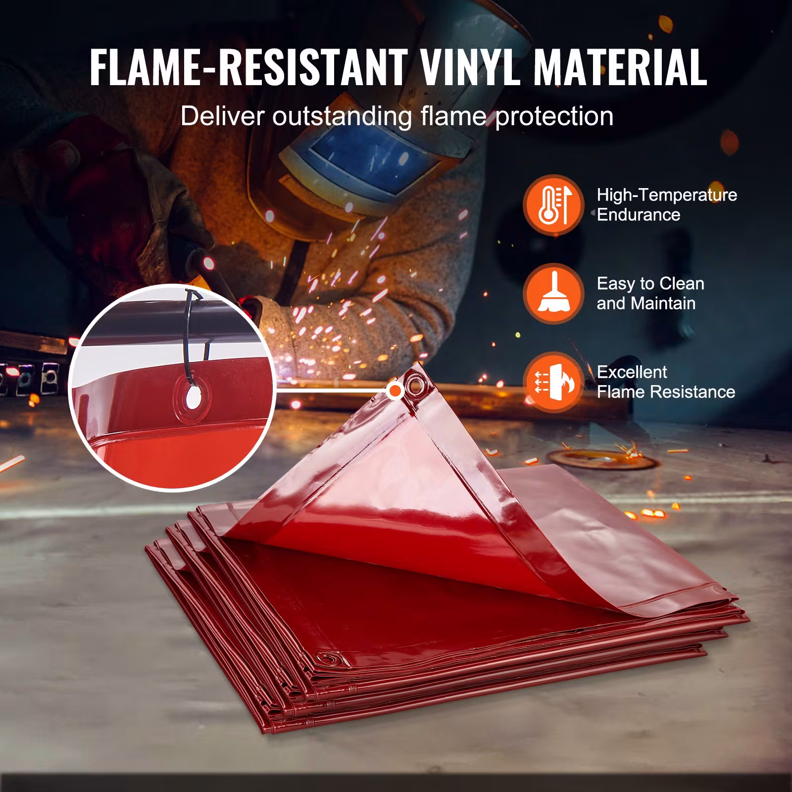 Welding Screen With Frame, 6X 8 3 Panel Welding Curtain Screens, Flame-Resistant Vinyl Welding Protection Screen On 12 Swivel Wheels