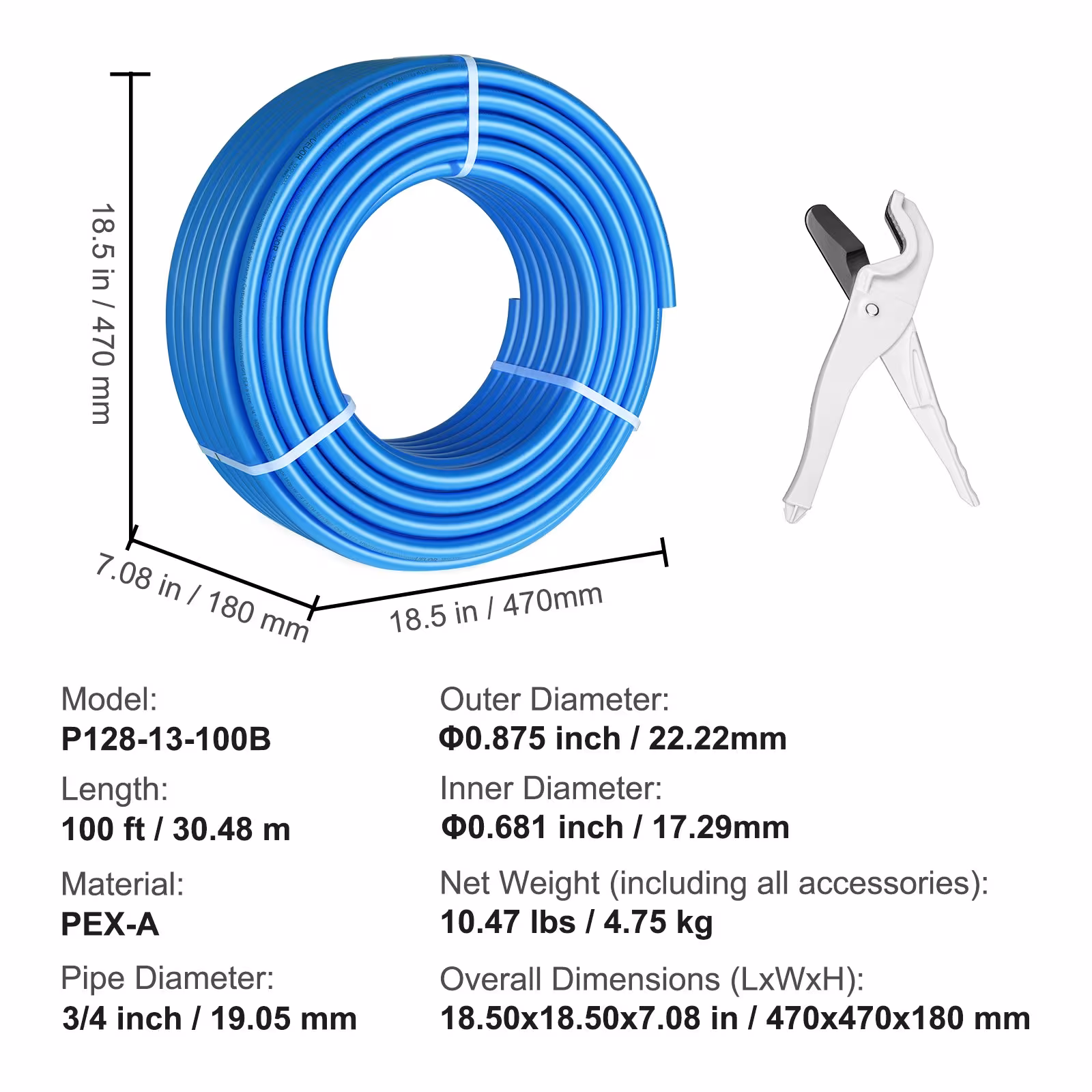 Feet Length PEX-A Flexible Pipe Tubing For Potable Water, Pex Water Lines For Hot Cold Water Easily Restore, Plumbing Applications With Free Cutter,Blue