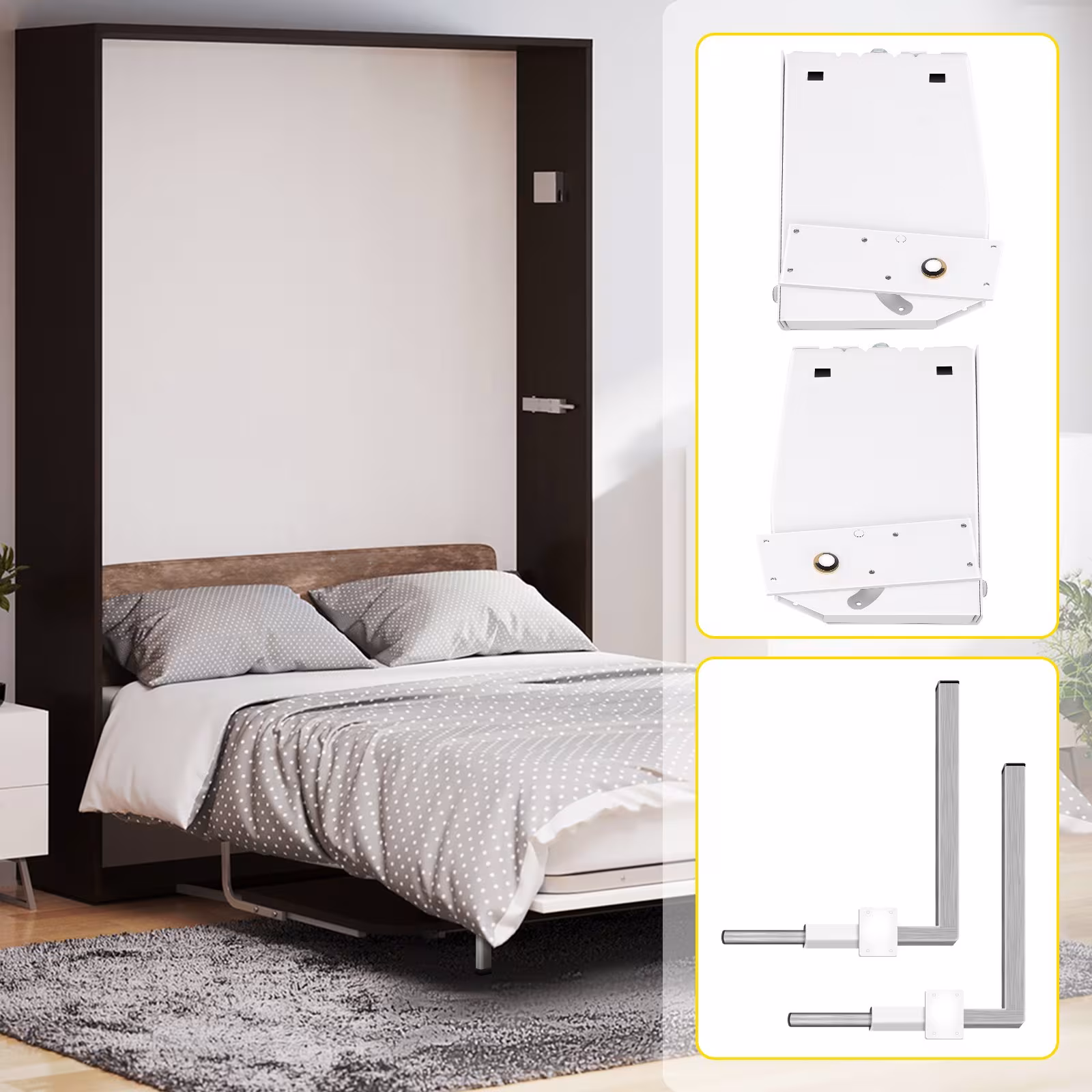 Murphy Mounting Wall Springs Mechanism Heavy Duty Support Hardware DIY Kit For King Queen Bed