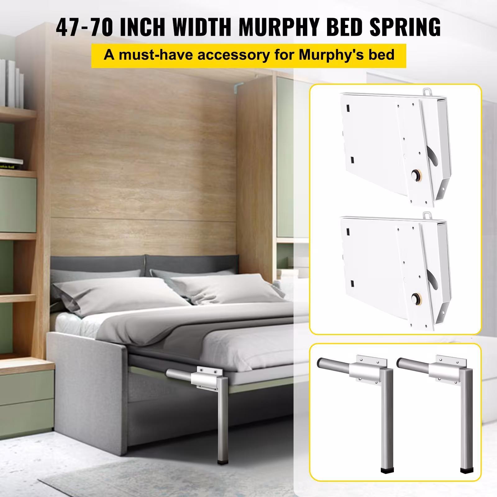 Murphy Mounting Wall Springs Mechanism Heavy Duty Support Hardware DIY Kit For King Queen Bed