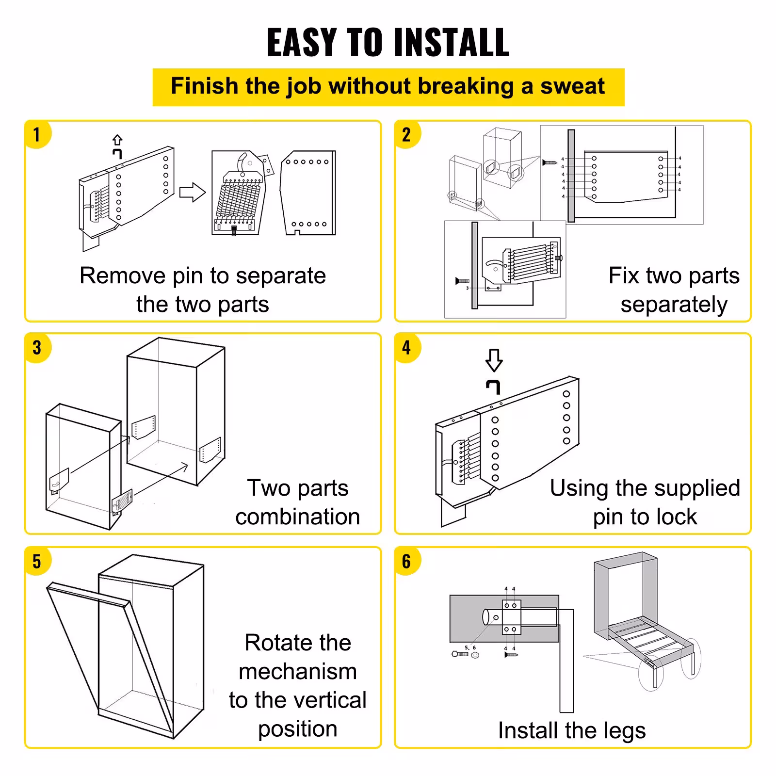 Murphy Mounting Wall Springs Mechanism Heavy Duty Support Hardware DIY Kit For King Queen Bed