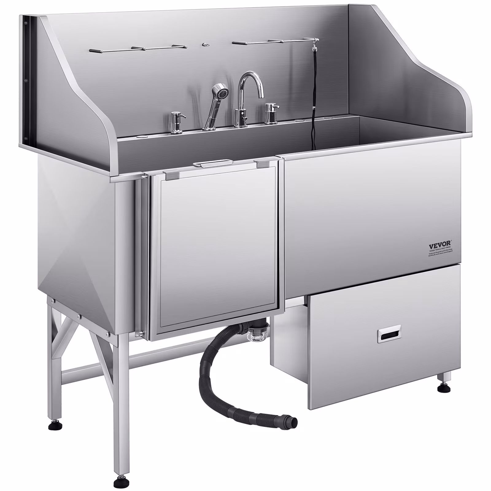 61 Inch Dog Grooming Bath Tub Stainless Steel W Ramp Water Filter Left