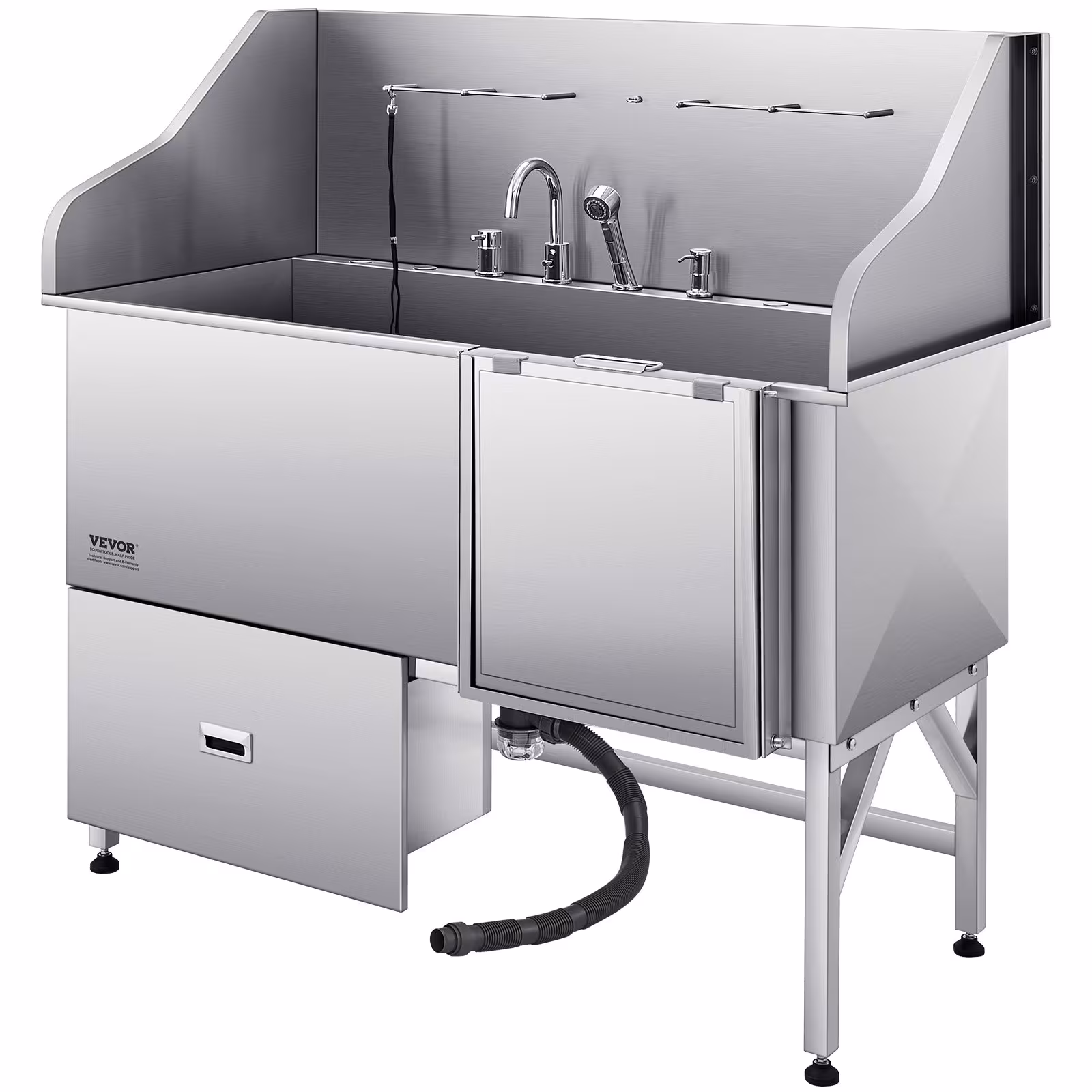 61 Inch Dog Grooming Bath Tub Stainless Steel W Ramp Water Filter