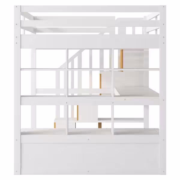 Full Size Loft Bed With Desk And Shelves