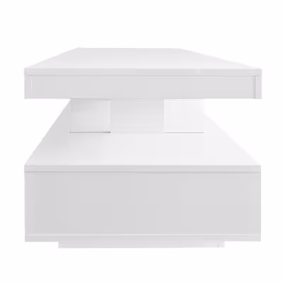Led Coffee Table With 2 Drawer Storage, High Gloss Coffee Table For Living Room Open Storage Space Centre Table With 16-Color Led Lights,End Table For Home Office Furniture, White