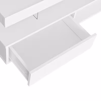 Led Coffee Table With 2 Drawer Storage, High Gloss Coffee Table For Living Room Open Storage Space Centre Table With 16-Color Led Lights,End Table For Home Office Furniture, White