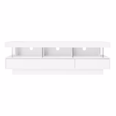 TV Stand Cabinet High Gloss TV Stand Unit With LED Lights 160CM, 3 Drawers, 3 Open Storage Space, For Bedroom Living Room Home Furniture