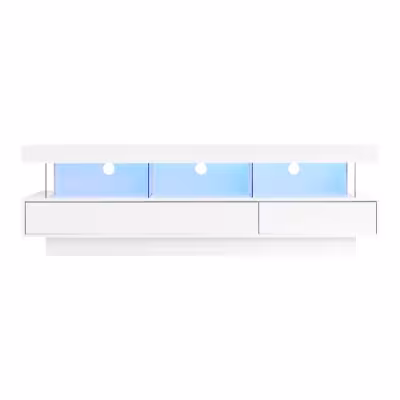TV Stand Cabinet High Gloss TV Stand Unit With LED Lights 160CM, 3 Drawers, 3 Open Storage Space, For Bedroom Living Room Home Furniture