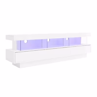 TV Stand Cabinet High Gloss TV Stand Unit With LED Lights 160CM, 3 Drawers, 3 Open Storage Space, For Bedroom Living Room Home Furniture