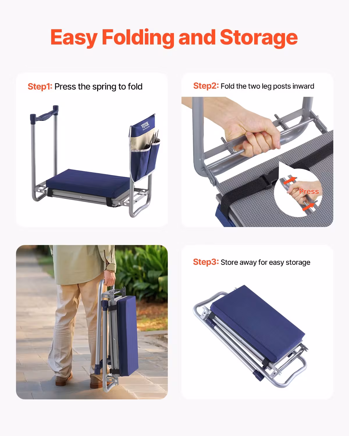 Garden Kneeler EVA Pad 2 In 1 Folding Garden Kneeling Stool Heavy Duty