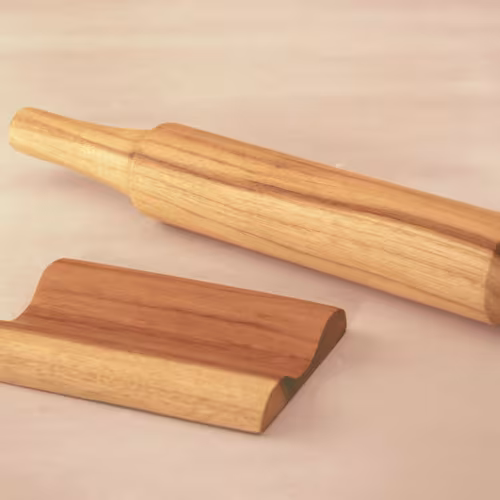 Teak Wood Belan With Stand Set