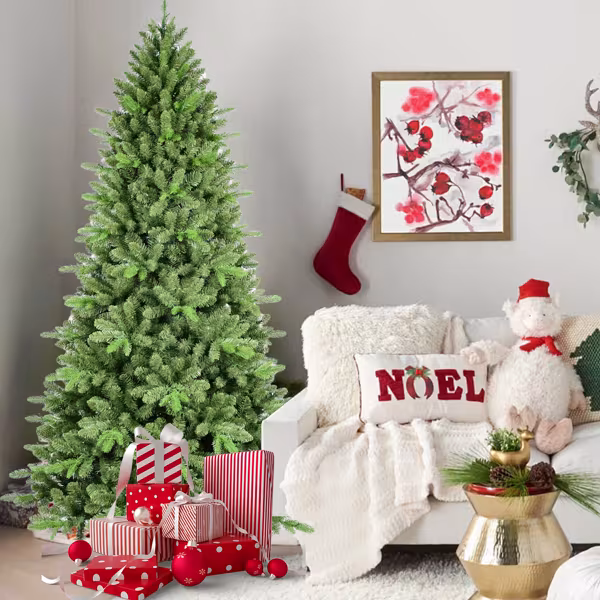 Artificial 6ft Green Christmas Tree With 1168 PE PVC Mixed Branch Tips, Hinged Premium & Foldable Base For Indoor Holiday Decorating