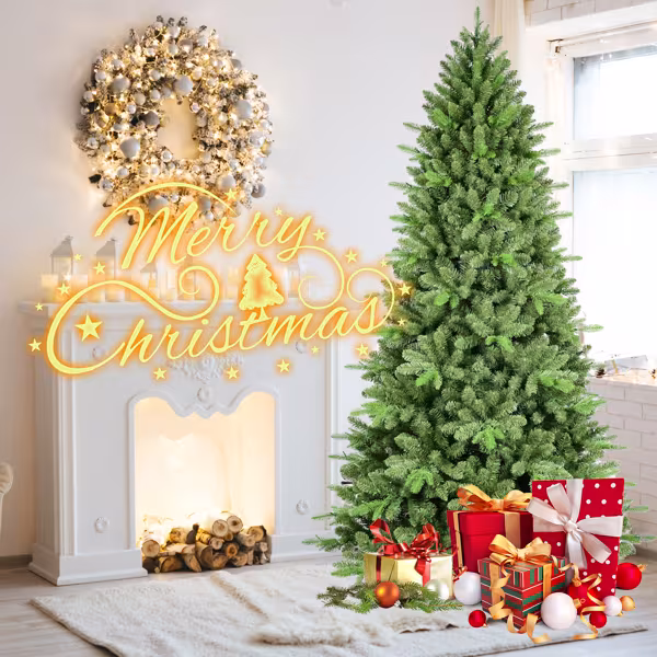 Artificial 6ft Green Christmas Tree With 1168 PE PVC Mixed Branch Tips, Hinged Premium & Foldable Base For Indoor Holiday Decorating