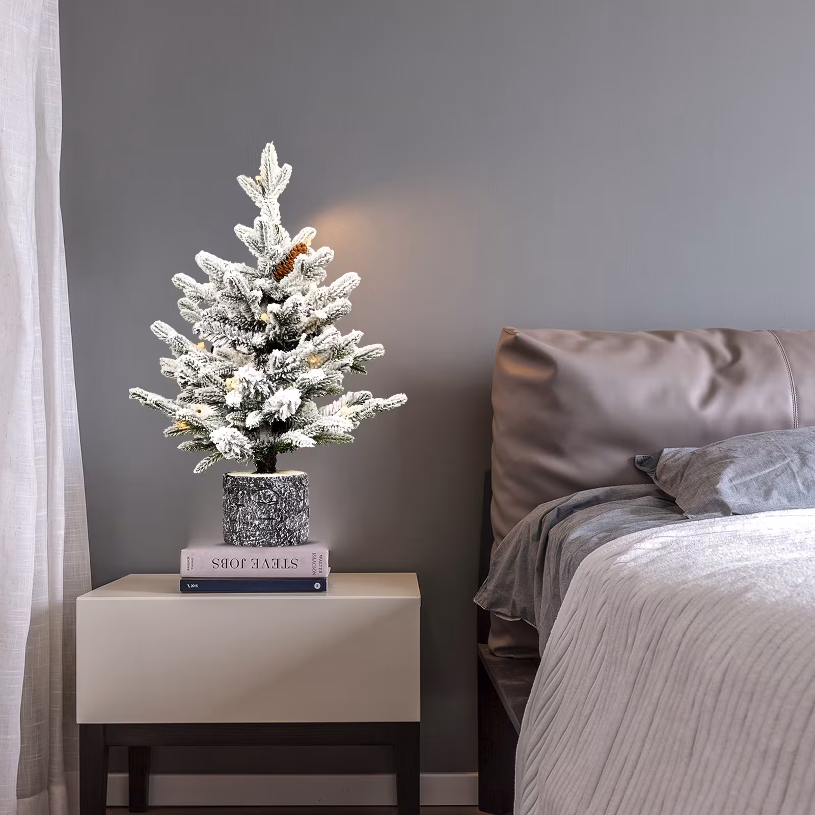 2,3,4,5,6ft PE PVC Decorated Flocking Basin Tree Artificial Christmas Tree