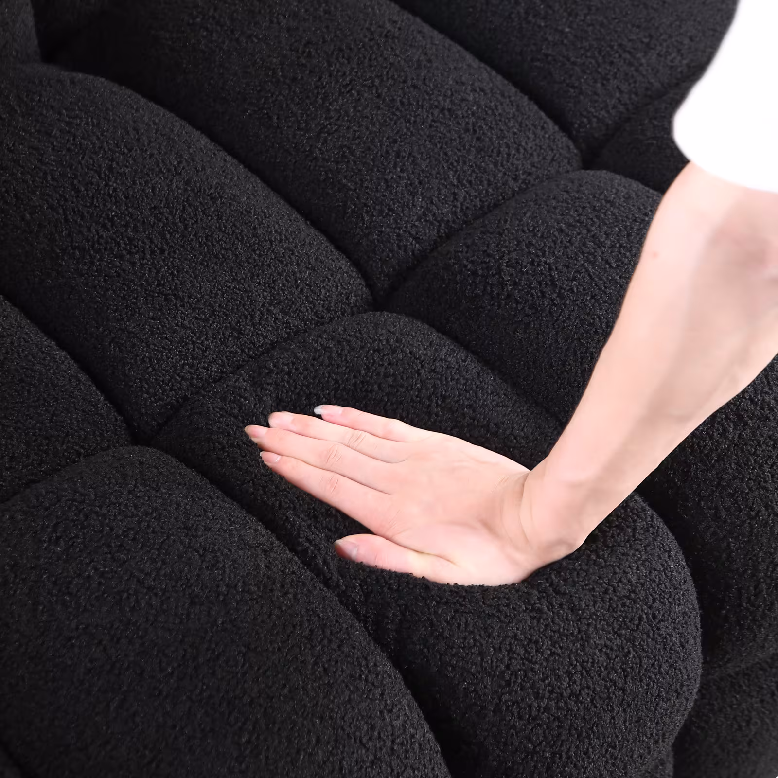 62.2length ,35.83inch Deepth ,human Body Structure For USA People, Marshmallow Sofa,boucle Sofa ,BLACK Color, 2 Seater