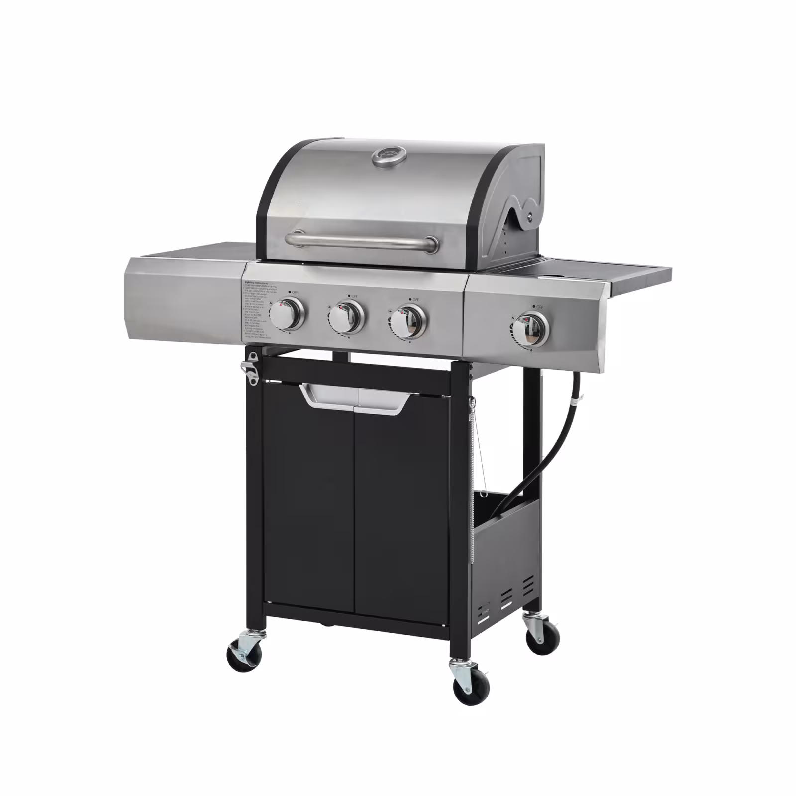 Propane Grill 3 Burner Barbecue Grill Stainless Steel Gas Grill With Side Burner For Outdoor BBQ, Camping