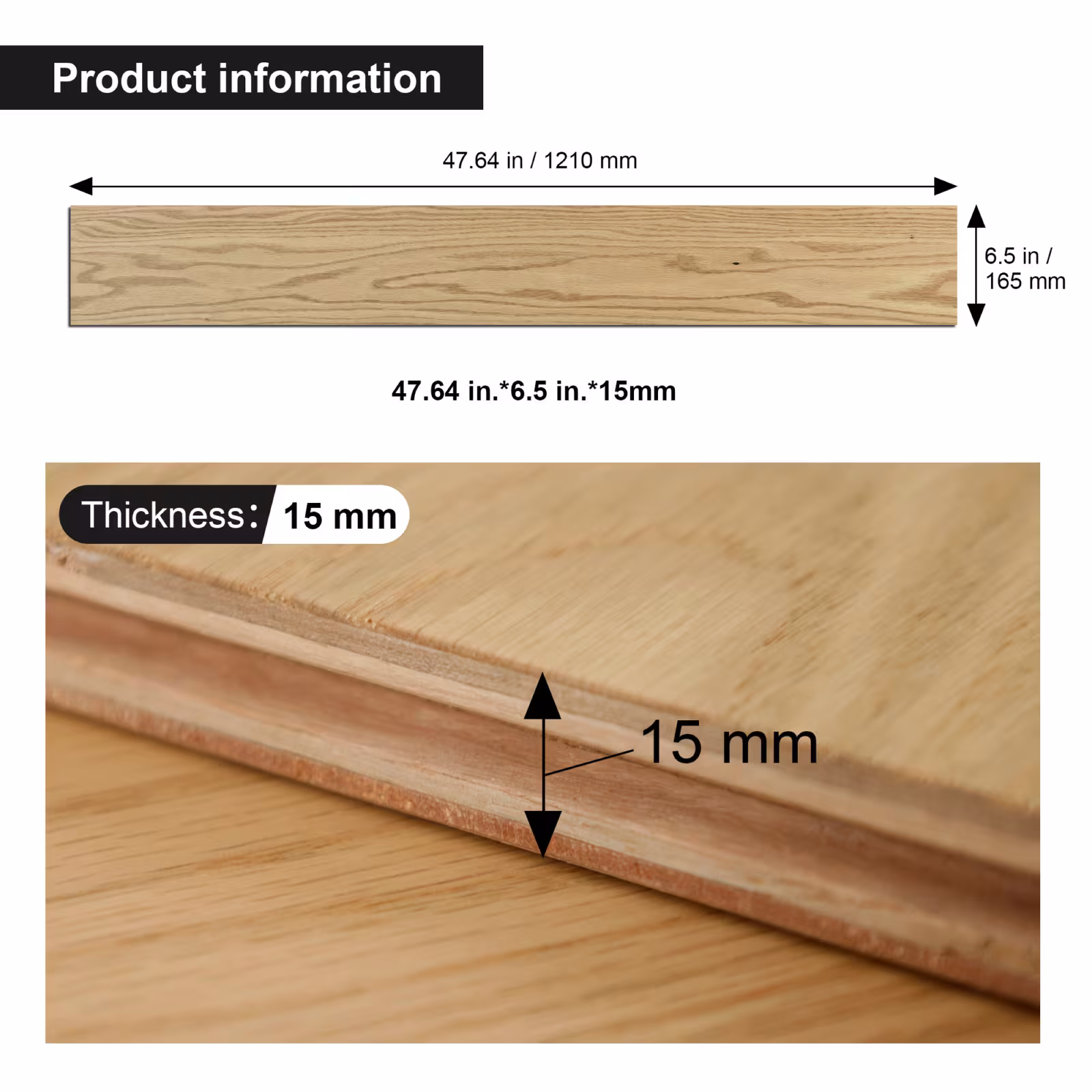 Original Wooden 0.59 In. T X 47.64 In. L X 6.5 In. W Tongue And Groove Engineered Hardwood Flooring-Prohibited From Being Sold On Wayfair And Amazon Platforms