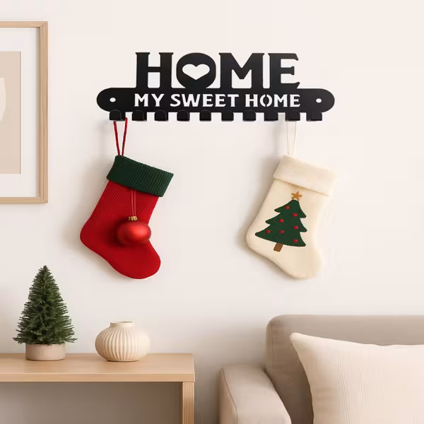 CIFbuy 2-in-1 Halloween Christmas Wall Key Holder With Sturdy Iron Hooks Entryway Organizer Holiday Home Decor(TikTok, Temu Pick-up Service)