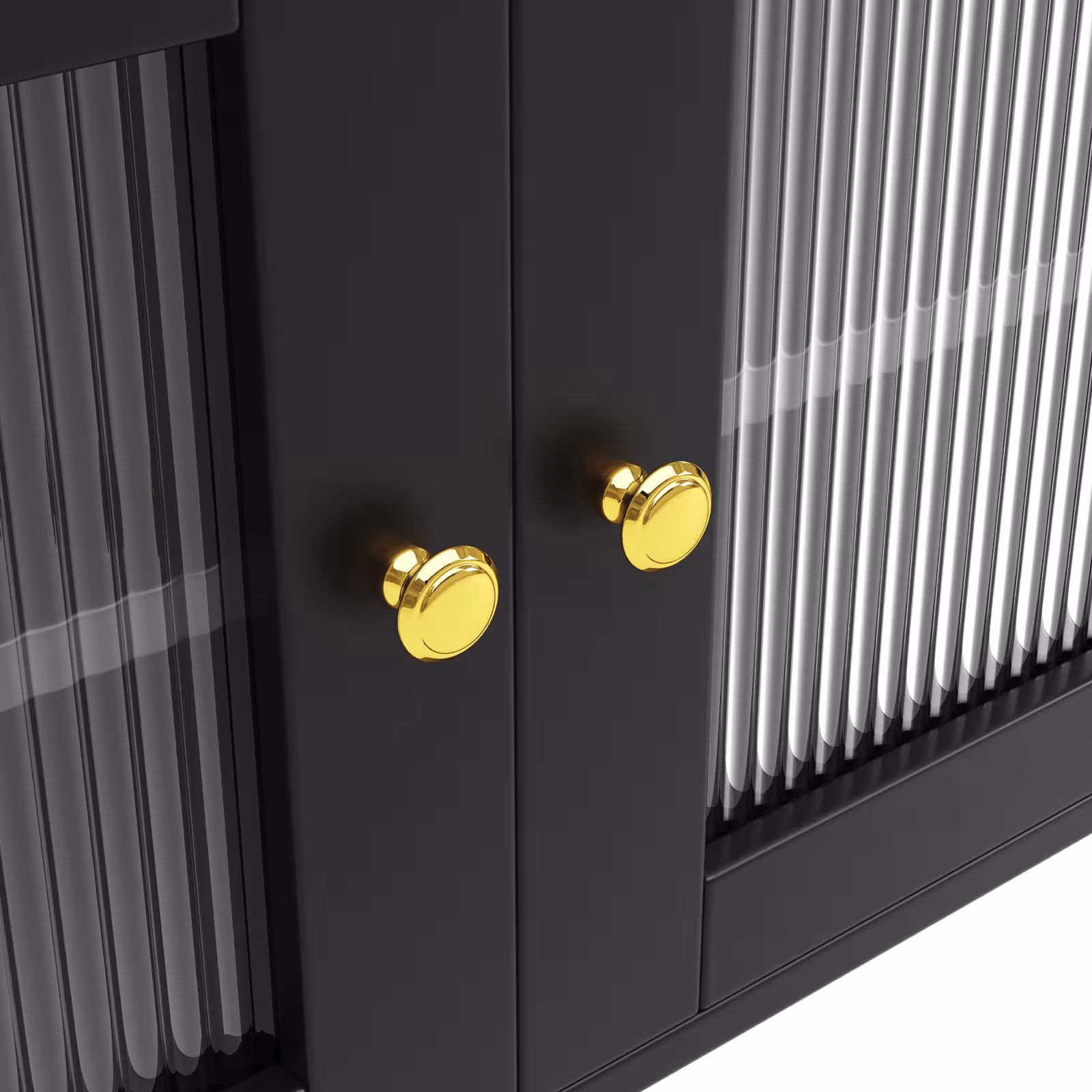 Multi-purpose Storage Cabinet145 X 39 X 171 Cm, Modern Design, With Changhong Glass Door, Wine Glass Holder, Multi-layered Storage Space, Black With Gold Decoration, Suitable For Home And Restaurant
