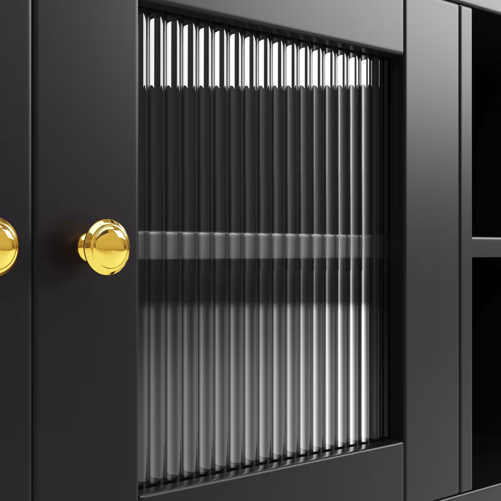 Multi-purpose Storage Cabinet145 X 39 X 171 Cm, Modern Design, With Changhong Glass Door, Wine Glass Holder, Multi-layered Storage Space, Black With Gold Decoration, Suitable For Home And Restaurant