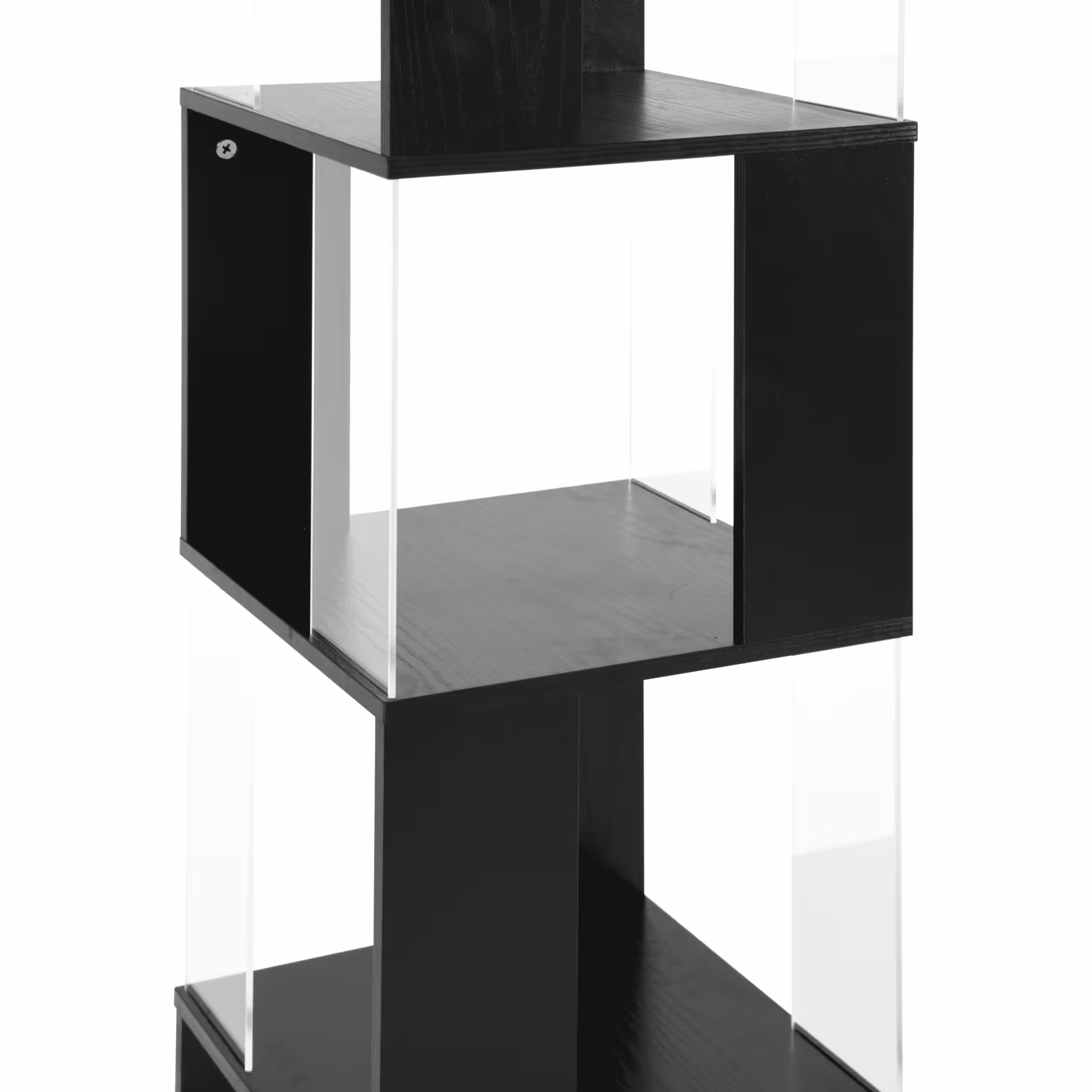 360 Rotating Bookshelf With Acrylic Plate, 5-Tier Tall, Floor Rack Simple Bookcase, Modern Display Shelf For Living Room Home Office Bedroom