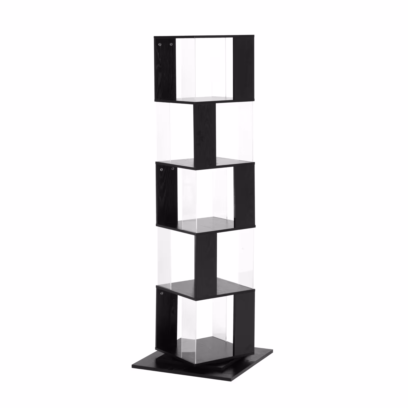 360 Rotating Bookshelf With Acrylic Plate, 5-Tier Tall, Floor Rack Simple Bookcase, Modern Display Shelf For Living Room Home Office Bedroom