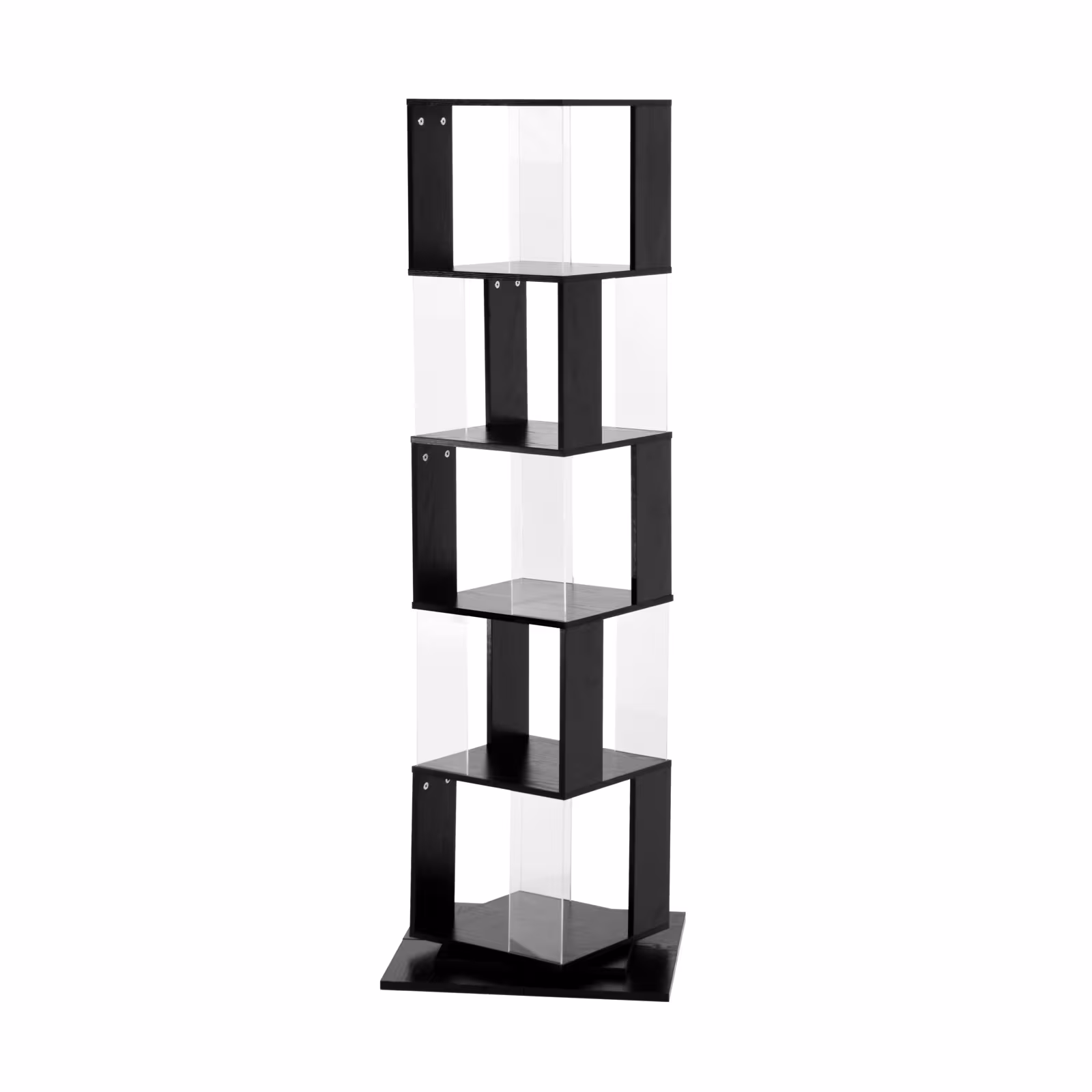360 Rotating Bookshelf With Acrylic Plate, 5-Tier Tall, Floor Rack Simple Bookcase, Modern Display Shelf For Living Room Home Office Bedroom