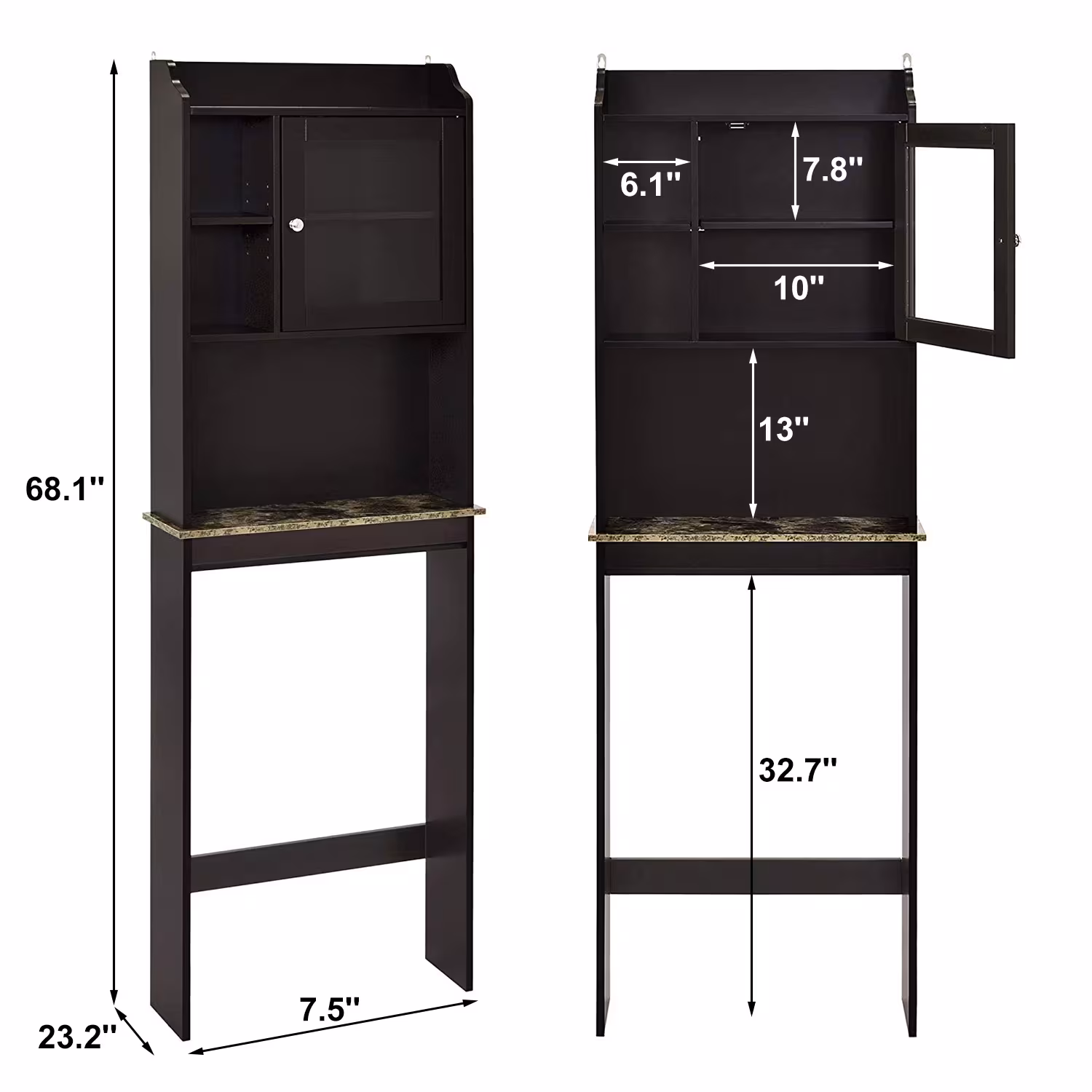 Modern Over The Toilet Space Saver Organization Wood Storage Cabinet For Home, Bathroom - Espresso
