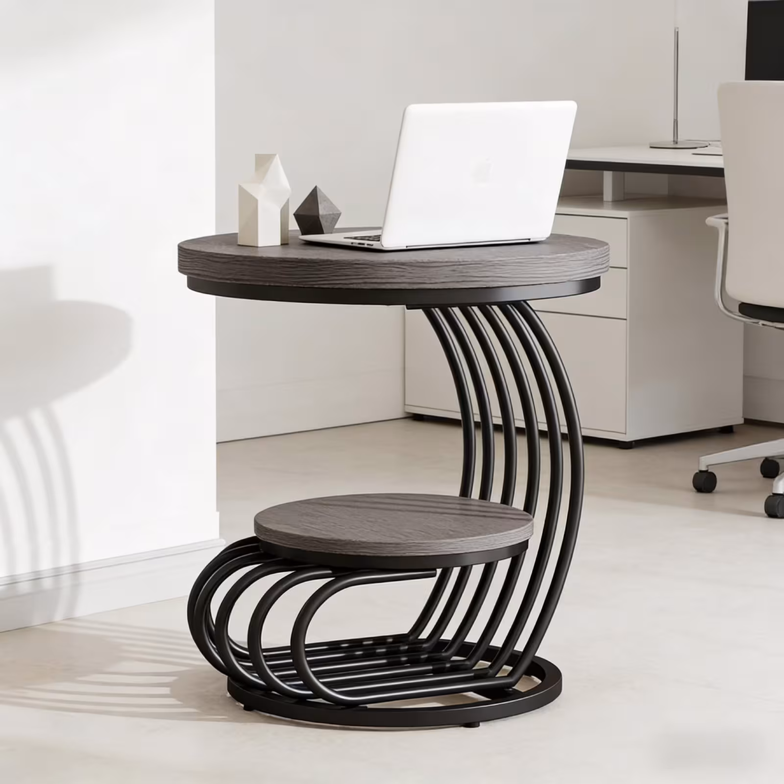 2 Tiers Couch Table,Round Side Table,End Table