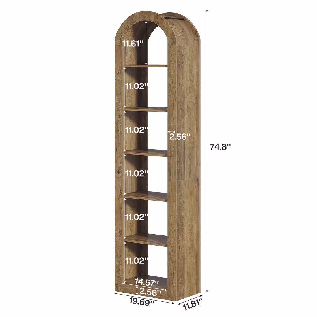 Open Bookcase,Arched Display Shelf