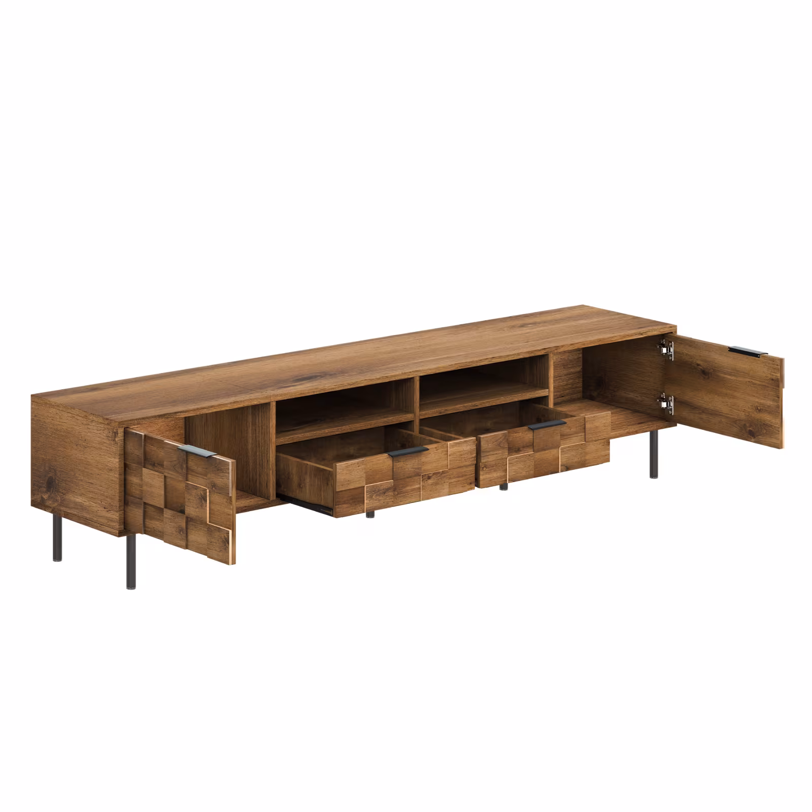 Mid Century TV Stand With 2 Drawers, Media Console Table For TVs Up To 85'', Entertainment Center With Storage For Living Room, Bedroom, Home Theatre