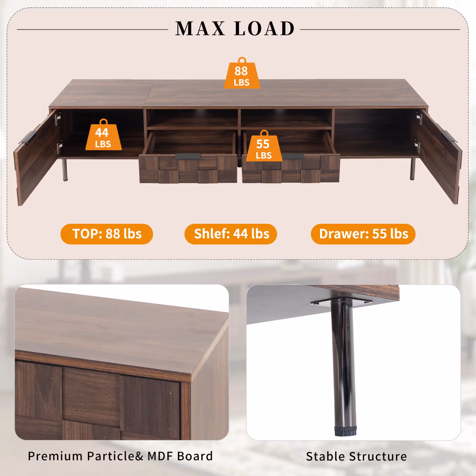 Mid Century TV Stand With 2 Drawers, Media Console Table For TVs Up To 85'', Entertainment Center With Storage For Living Room, Bedroom, Home Theatre