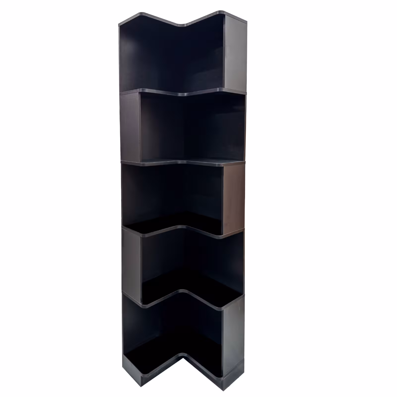 Corner Book Shelf - 5 Tier Corner Bookshelf Bookcase With Baffle, Freestanding L Shaped Display Shelf Stand With Led Lights For Home Office, Living Room, Bedroom, Kitchen