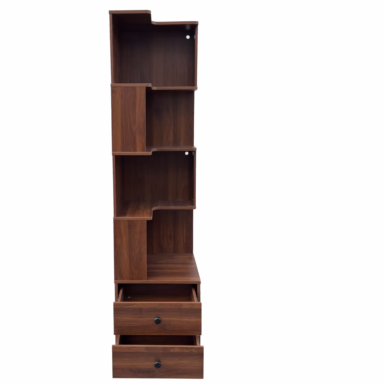 Corner BookShelf With Drawers,4-Tier Corner Bookshelf Bookcase With Baffle, Freestanding L Shaped Display Shelf Stand With Led Lights For Home Office, Living Room, Bedroom, Kitchen