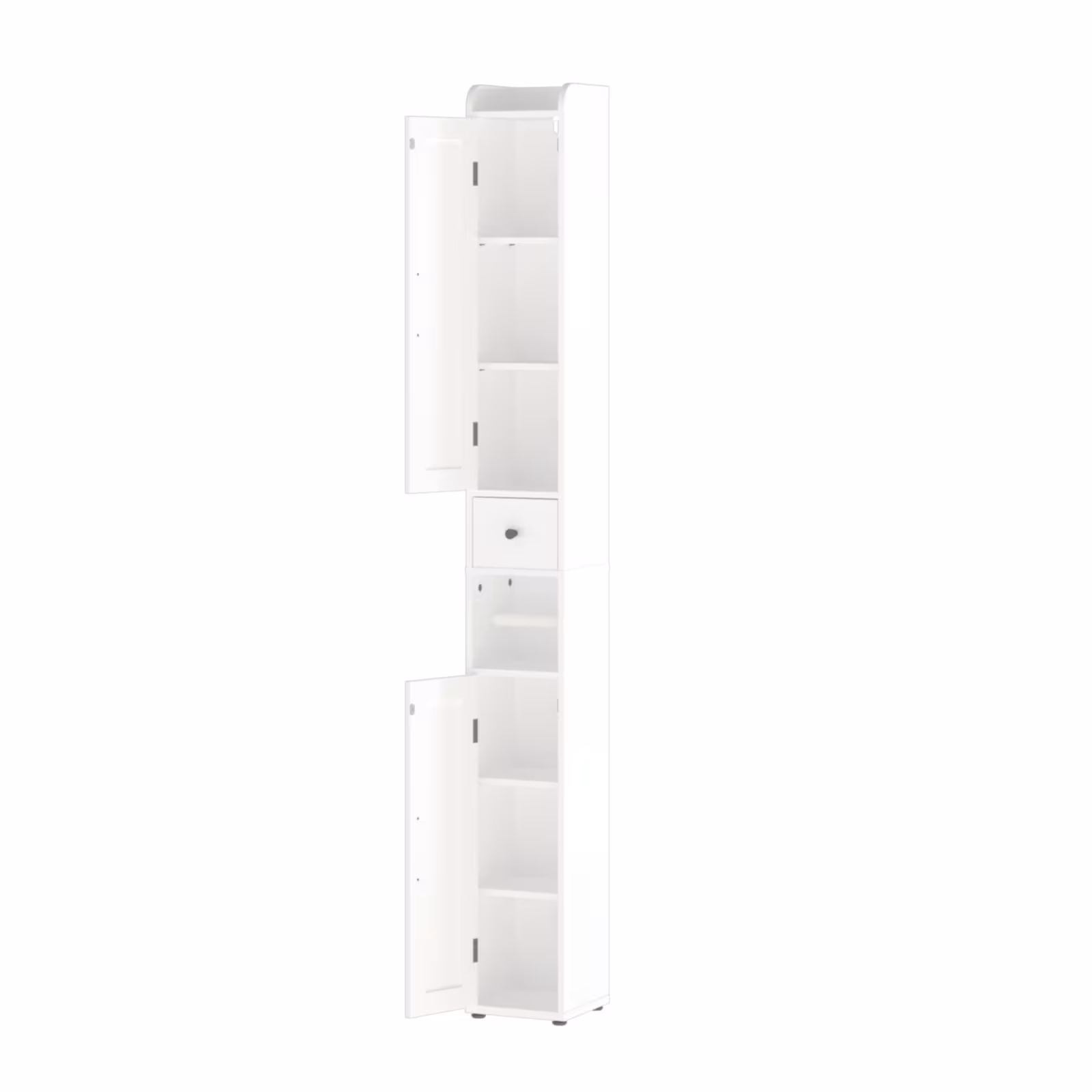 67.51 Tall Bathroom Storage Cabinet With Adjustable Shelves,Slim 2 Doors Freestanding Cabinet With Anti-Tip, Open Compartments, For Home, Small Spaces, Bathroom,Kitchen, Living Room, White
