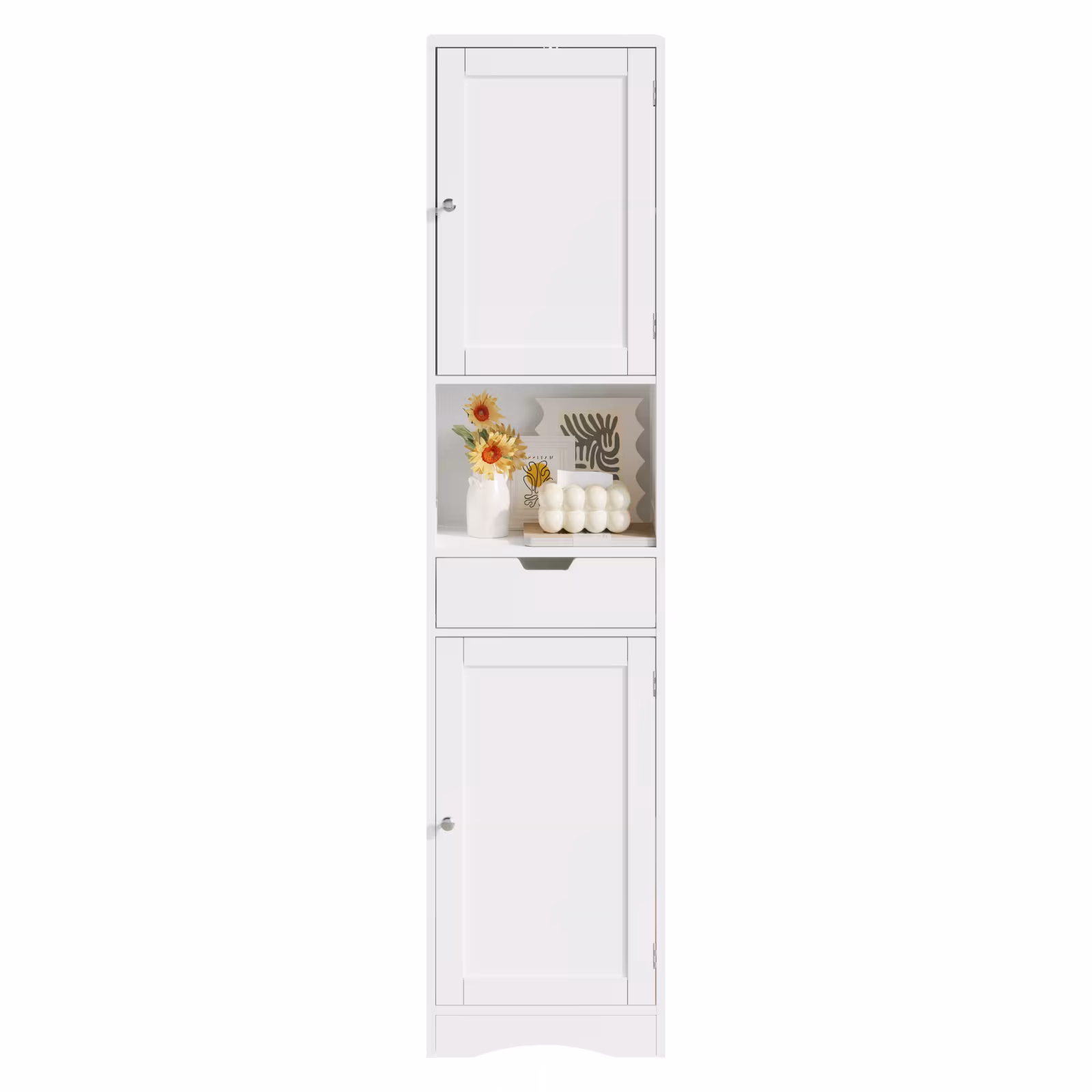 67 Tall Bathroom Cabinet, Storage Cabinet With 2 Doors & 1 Drawer, Narrow Bathroom Storage Cabinets With Adjustable Shelves, Bathroom Floor Organizer For Living Room, Entryway, Home Office, White