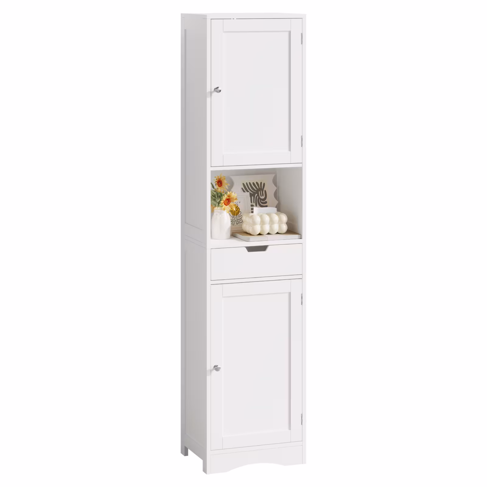 67 Tall Bathroom Cabinet, Storage Cabinet With 2 Doors & 1 Drawer, Narrow Bathroom Storage Cabinets With Adjustable Shelves, Bathroom Floor Organizer For Living Room, Entryway, Home Office, White