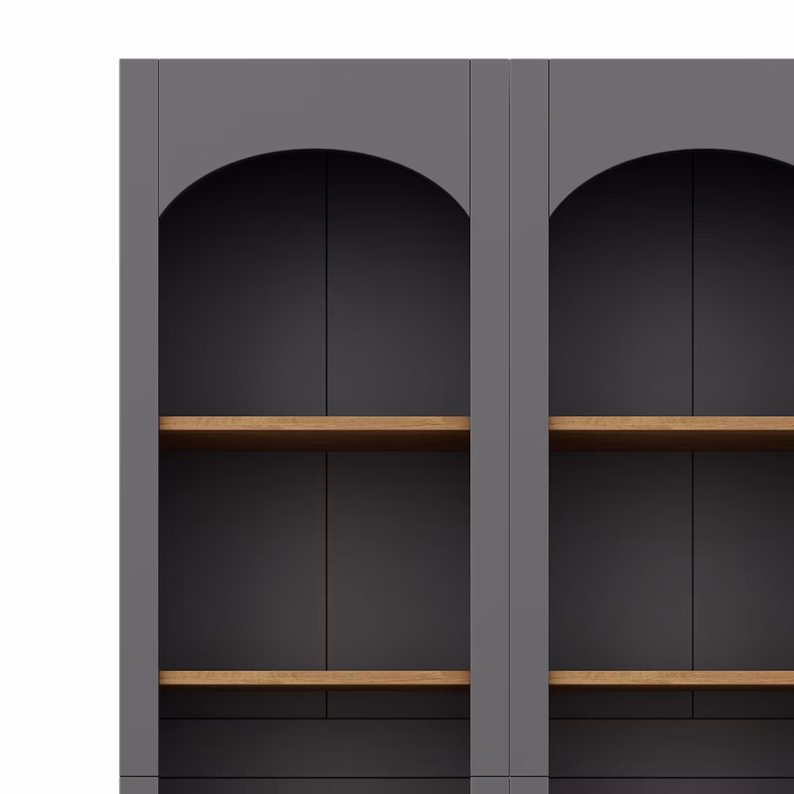 ON-TREND Free Standing 5 Tier Bookshelves, Bookcases Set Of 2, Farmhouse Two-Tone Storage Cabinet With Adjustable Shelves, Modern 72H Kitchen Pantry Cabinet For Living Room, Home Office, Grey