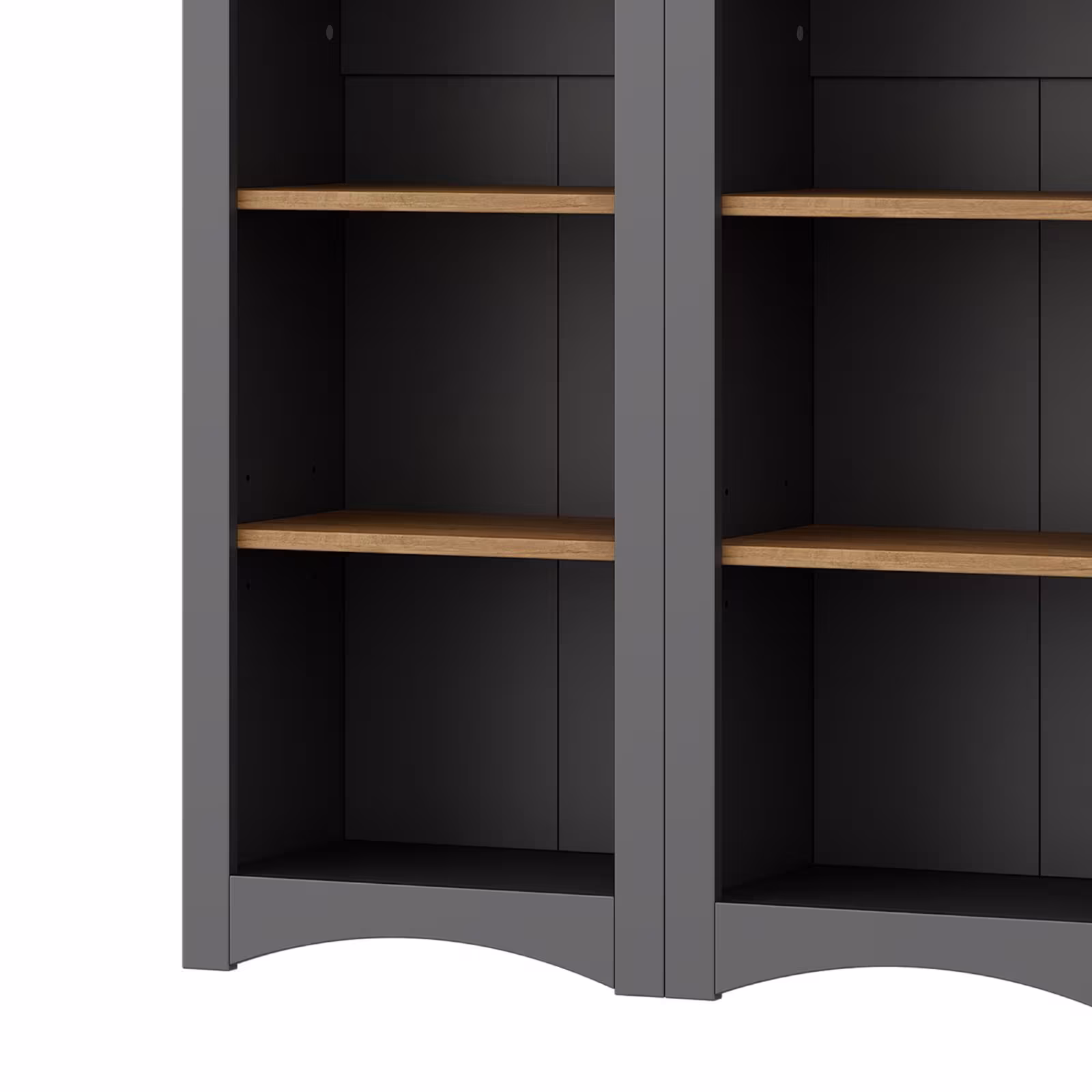 ON-TREND Free Standing 5 Tier Bookshelves, Bookcases Set Of 2, Farmhouse Two-Tone Storage Cabinet With Adjustable Shelves, Modern 72H Kitchen Pantry Cabinet For Living Room, Home Office, Grey