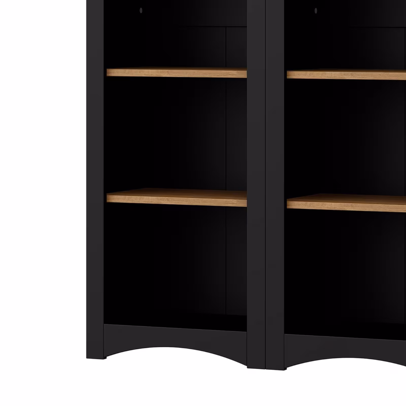 ON-TREND Free Standing 5 Tier Bookshelves, Bookcases Set Of 2, Farmhouse Two-Tone Storage Cabinet With Adjustable Shelves, Modern 72H Kitchen Pantry Cabinet For Living Room, Home Office, Black