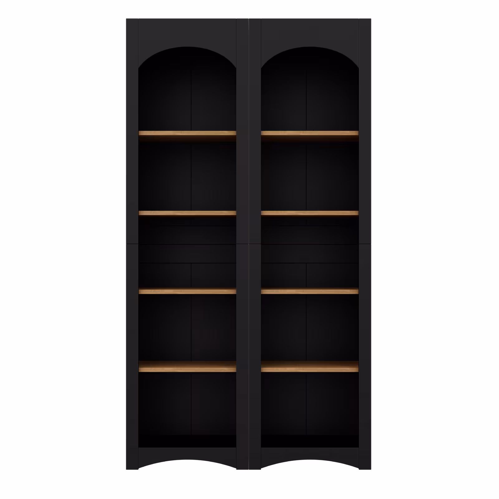 ON-TREND Free Standing 5 Tier Bookshelves, Bookcases Set Of 2, Farmhouse Two-Tone Storage Cabinet With Adjustable Shelves, Modern 72H Kitchen Pantry Cabinet For Living Room, Home Office, Black